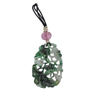 Certified Natural Type A Jadeite Jade Tourmaline Pearl Pendant