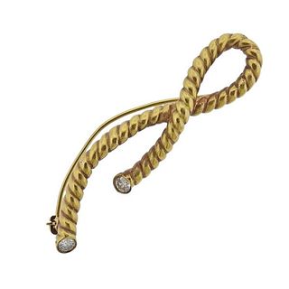 Angela Cummings 18k Gold Diamond Rope Brooch