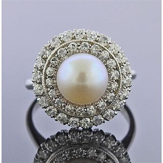 18K Gold Dimond Pearl Ring 