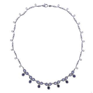 Effy 14K Gold Diamond Sapphire Necklace