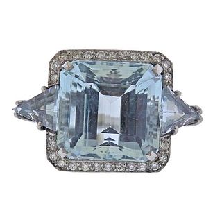 24.00ctw Aquamarine Diamond Platinum Ring