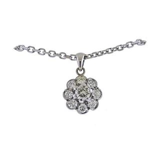 14k Gold Diamond Flower Pendant Necklace