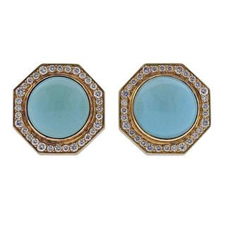 Cellino 18k Gold Diamond Turquoise Earrings