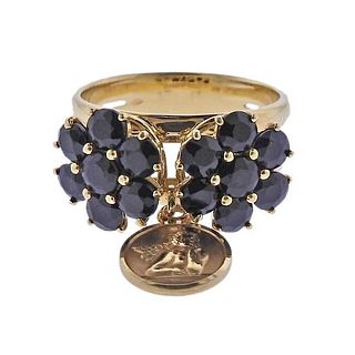 Dolce &amp; Gabbana 18K Gold Sapphire Charm Ring