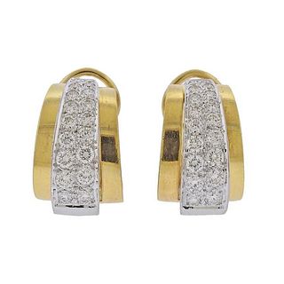Dankner 18K Gold Diamond Half Hoop Earrings