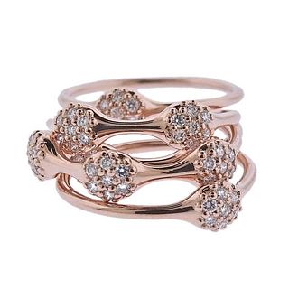  Pandora 18K Gold Diamond Stackable Ring Set