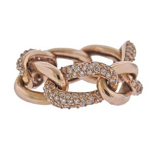 18K Gold Diamond Link Chain Ring