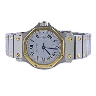 Cartier Santos Octagon 18k Gold Steel Watch 2966