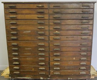Antique Wood Multi Drawer File Cabinet