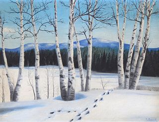 Signed, 20th C. Winter Landscape painting