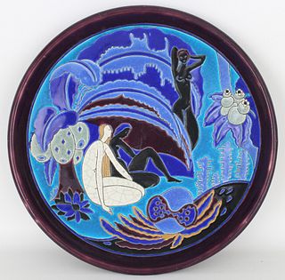 Longwy For Primavera Large Art Deco Charger
