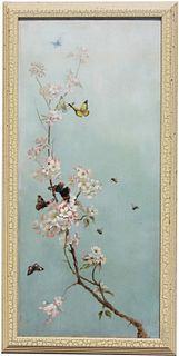 American School (19th C.) Painting of Butterflies