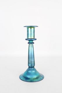 Blue Aurene Glass Candle Stick