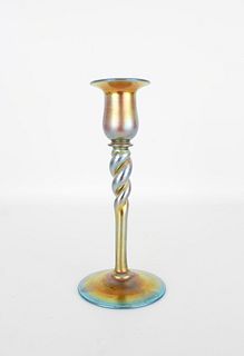 Steuben Gold Aurene Glass Candle Stick