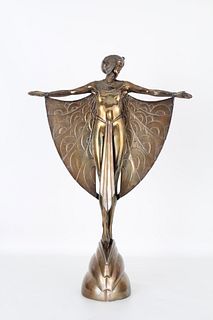 Signed, Silvered Bronze Art Deco Figure