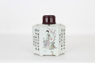 Antique Chinese Glazed Porcelain Tea Caddy