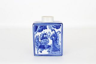 Chinese Blue/White Glazed Porcelain Tea Caddy