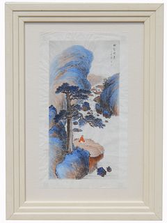 Asian Watercolor Depicting a Figure Seated