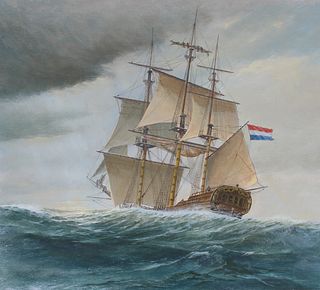 Charles J Lundgren (1911-1988) Dutch Sailing Ship