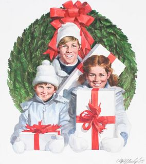 Tom McNeely (B. 1935) "Children w/ Christmas Gift"