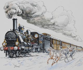 Basil Smith (B. 1925) "Orient Express" Watercolor