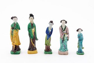CHINESE 5 SMALL STANDING FEMALE BISCUIT FIGURES