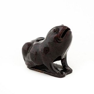 CHINESE DARK RED GLAZED FROG FIGURE, WATER DROPPER
