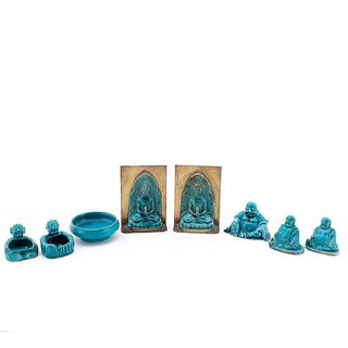 18TH / 19TH C. 8PC CHINESE TURQUOISE OBJECTS