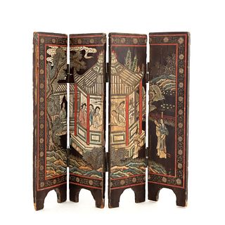 JAPANESE LACQUERED FOLDING TABLE SCREEN