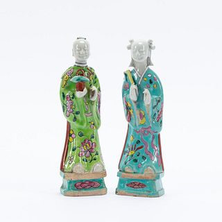 TWO CHINESE CERAMIC STANDING IMMORTAL FIGURES