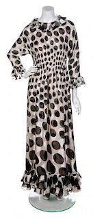 A Valentino Black and Cream Polka Dot Gown,