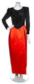 A Valentino Black and Red Evening Gown,