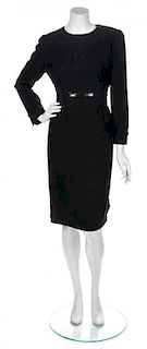 A Valentino Black Wool Patterned Dress,
