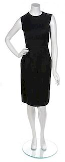 A Valentino Black Wool Sleeveless Dress,