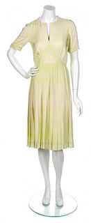A Valentino Chartreuse Short Sleeve Dress,