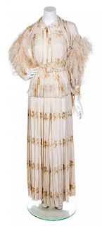 A Valentino Cream Silk Floral Gown,