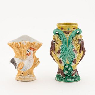 TWO CHINESE DIMINUTIVE MULTI-COLOR PORCELAIN VASES