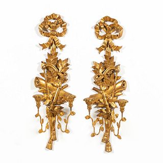 PR., ITALIAN NEOCLASSICAL STYLE GILTWOOD SCONCES