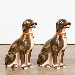 PR. OF LARGE CHINESE EXPORT STYLE SEATED HOUNDS