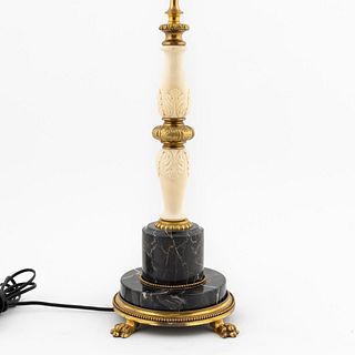 FRENCH BAROQUE STYLE GRAY MARBLE & BONE TABLE LAMP