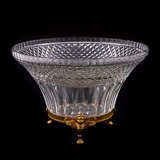 FRENCH EMPIRE STYLE BRONZE MOUNTED CRYSTAL BOWL