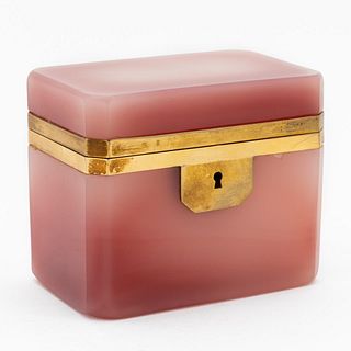 19TH/20TH C. FRENCH PINK OPALINE GLASS CASKET
