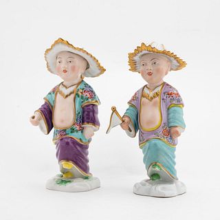 PAIR, MEISSEN STYLE CHINOISERIE FIGURES OF BOYS