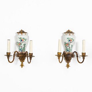 PR, SAMSON CHINESE EXPORT STYLE TWO-LIGHT SCONCES