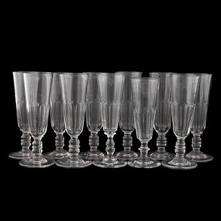 SET 11, 19TH C. FRENCH PANEL CUT CHAMPAGNE FLUTES
