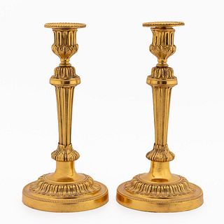 PAIR OF NEOCLASSICAL STYLE ORMOLU CANDLESTICKS