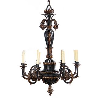 19TH C. FRENCH GILT TOLE EIGHT-LIGHT CHANDELIER