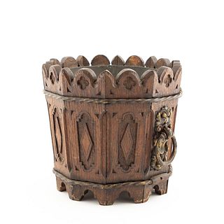 19TH C. FRENCH OAK, IRON AND LEAD LINED PLANTER