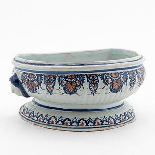 BLUE & WHITE FRENCH FAIENCE POTTERY LAVABO BASIN