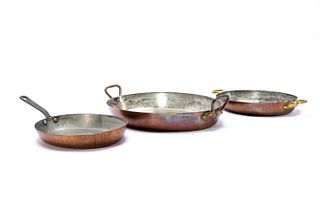 3 PCS, OBLONG COPPER COOKWARE, WALDOW & OTHERS